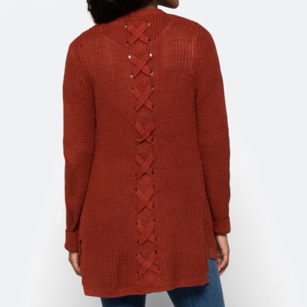 Chic Rust Open-Front Cardigan - Picture 5 of 8